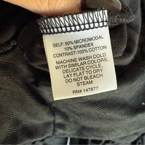 The Line by K Black Long Sleeve Peplum Blouse with Scoop Neck - Picture 4 of 5